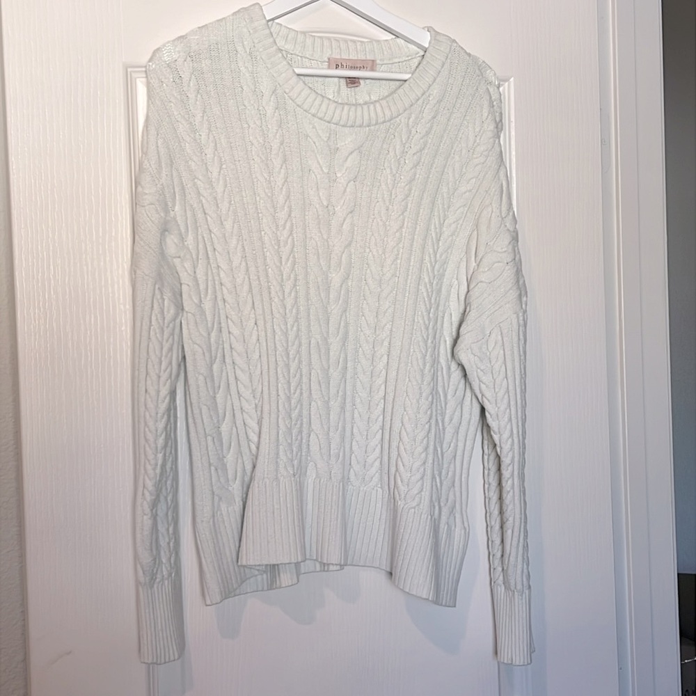 📦 Philosophy White Cableknit Sweater
